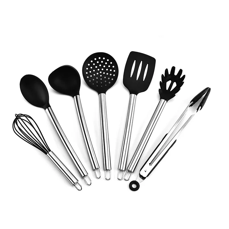 

Manufacturers Direct Selling Tube Handle Silica Gel Kitchen Ware Seven Sets Cooking Ladel Tool Non-stick Pot Ladel Set Currently