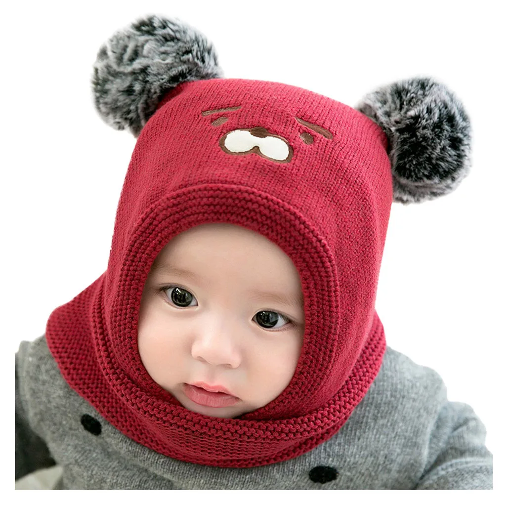 Комплект из 2 предметов, детская осенне-зимняя шапка и шарф, шапка с вышивкой, теплые наушники кошка, теплая шапка для детей, шея и уши