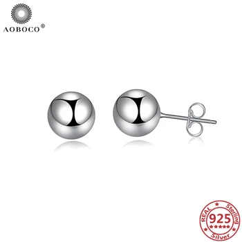 

AOBOCO 100% Real 925 Sterling Silver Ball Stud Earring Piercing S925 Earring For Trendy Jewelry Gift Body Accessories Mom's Gift