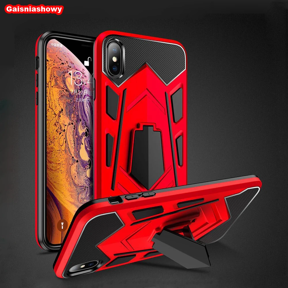 Чехол для iPhone 7 8 Plus 6 6s с подставкой военный силиконовый чехол X XS XR Max 11 Pro