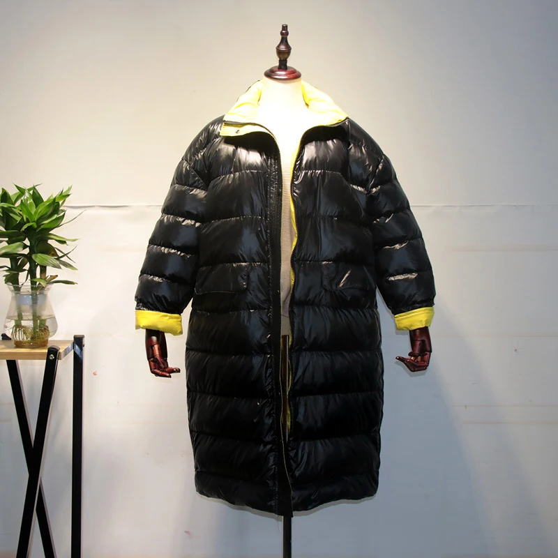 Пуховик в Корейском стиле, свободная зимняя теплая длинная верхняя одежда, белое пуховое пальто, женские водонепроницаемые