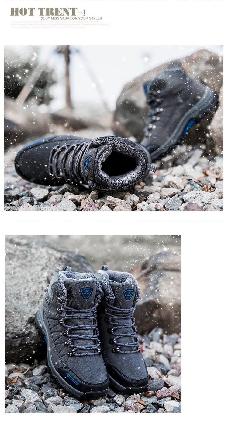 Super Warm Men Snow Boots High Quality Suede Leather Men Plush Winter Boots Outdoor Men Shoes Ankle Snow Boots Winter Men Shoes