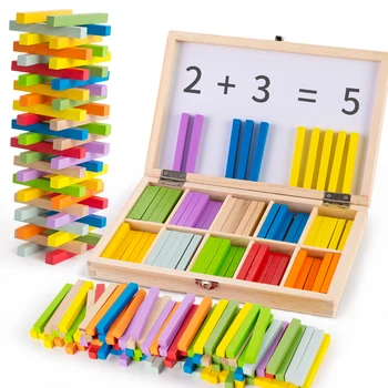 

2020Hot Montessori Educational Wooden Toys Children Busy Counting colorful shape stick Puzzle Math toys reschool Toy Geometry