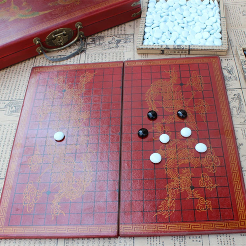 

New Chess Retro Go Game Set Wooden 37*37CM Chessboard Ming And Qing Craft Go Glass Chess Pieces Lifelike Textured