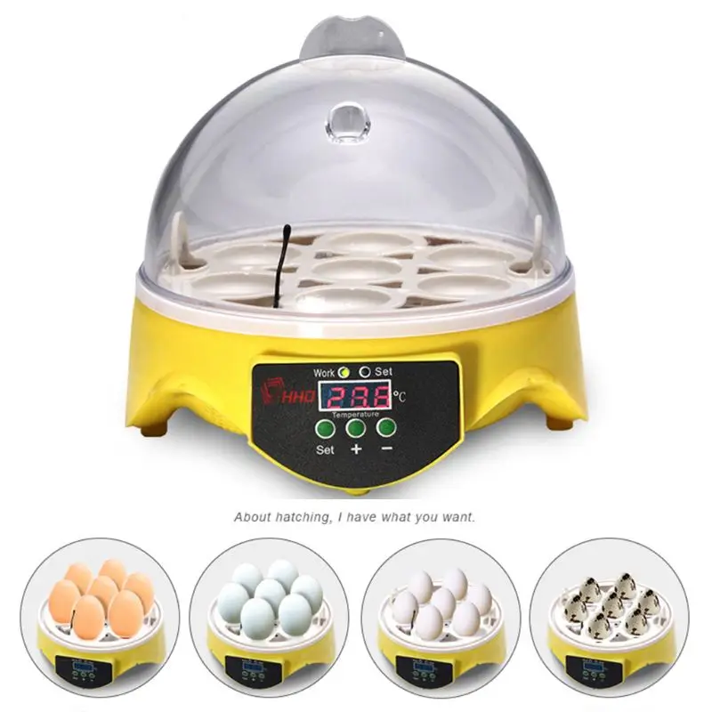 Smart Home 7 Grid Egg Incubator Digital Mini Poultry Chicken Duck Hatcher K4UA