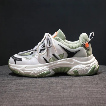 

Spring Women Platform Sneakers Thick Soled Designers Lace Up Woman Casual Old Dad Shoes Female Basket Sports Vulcanized Shoes