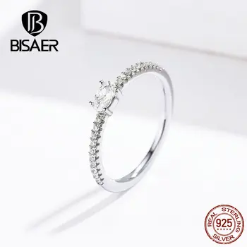 

BISAER Romantic 925 Sterling Silver Finger Ring Forever Love Ring AAA Zircon For Women Wedding Brand Engagement Jewelry GXR524