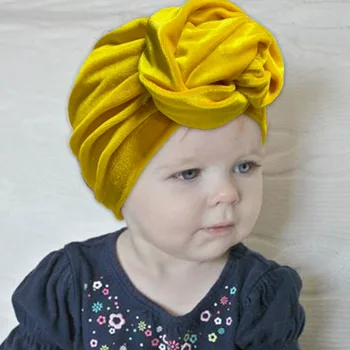 

Newborn Baby Velvet Turban Hat Boys Girls Knotted Head Wraps Toddler Kids Soft Stretch Warm Beanie Cap Hat Children Accessories
