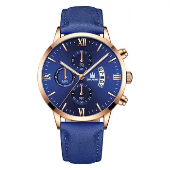 

Casual Roman Numerals Men Watch Leather Band Stainless Steel Analog Quartz Wristwatch Male Date Watches Man Fashion Clock