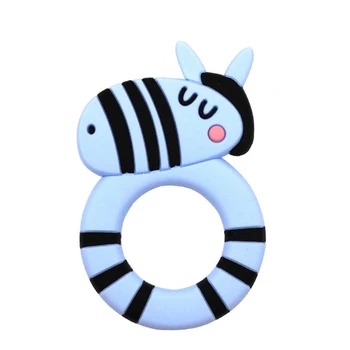 

2Pcs Zebra Shaped Silicone Teether Baby Teether Nursing Gift for Baby Silicone Teething Toys Chewable