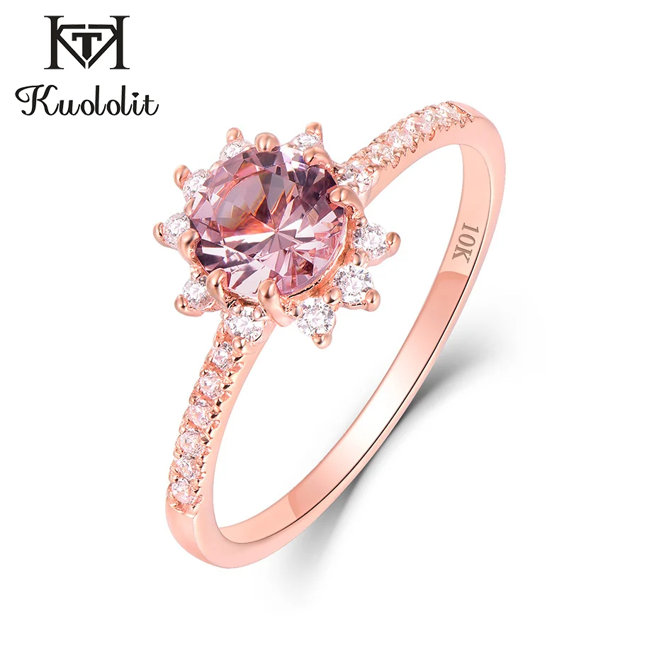 Kuolit, 10 к, розовое золото, морганит, драгоценный камень, кольца для женщин, розовый драгоценный камень, свадебные кольца для невесты, Помолвочные ювелирные изделия ручной работы