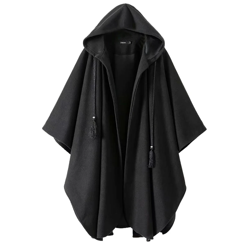 

Women Autumn Winter Cloak Coat Irregular Design Poncho Hooded Black Fashion Cardigan Ponchos And Capes Oversize Jacket Zki14