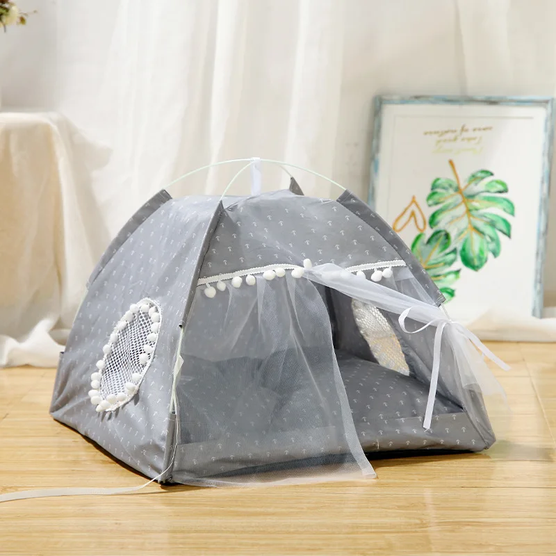 Pet Tent Cave Bed for Cat Small Dog with Removable Washable Cushion Folding Teepee Puppy Cat Indoor Outdoor Kennels Cave