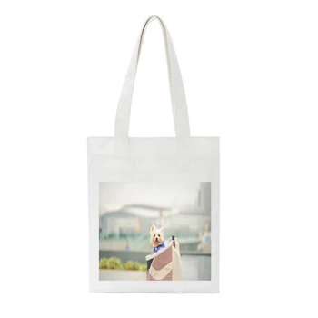 

Unisex Canvas Bags Handbags Foldable DIY Women Canvas Travel Storage Printed Casual Eco Shoulder Bags