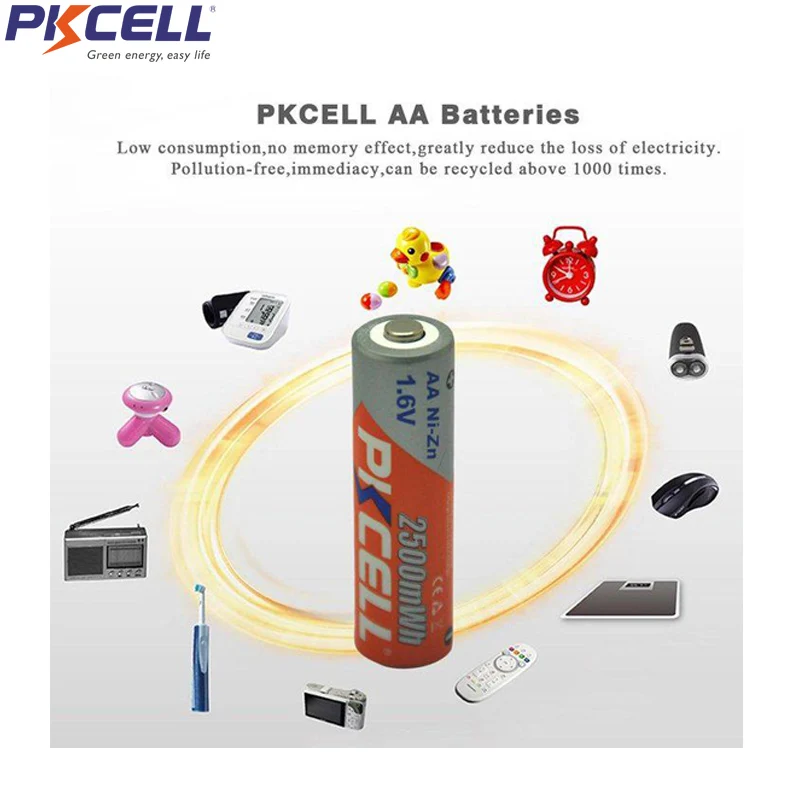 2 шт. аккумуляторная батарея PKCELL aa NIZHI nizhi AA 2500mWh nizn 1 6 в прозрачный чехол для