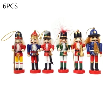 

6pcs Wooden Nutcracker Puppet Christmas Walnuts Soldier Doll Pendant Decoration