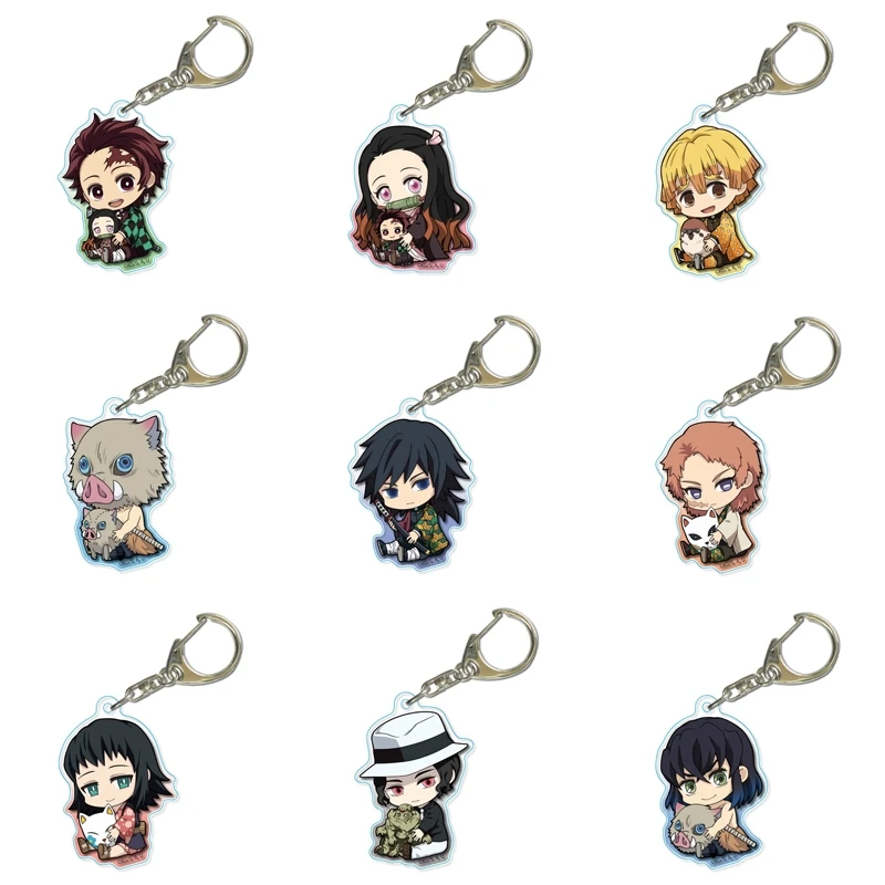 

2019 Anime Demon Slayer Kimetsu No Yaiba Figure Kamado Tanjirou Kamado Nezuko Hashibira Inosuke Keychain Pendant Toys Xmas Gift