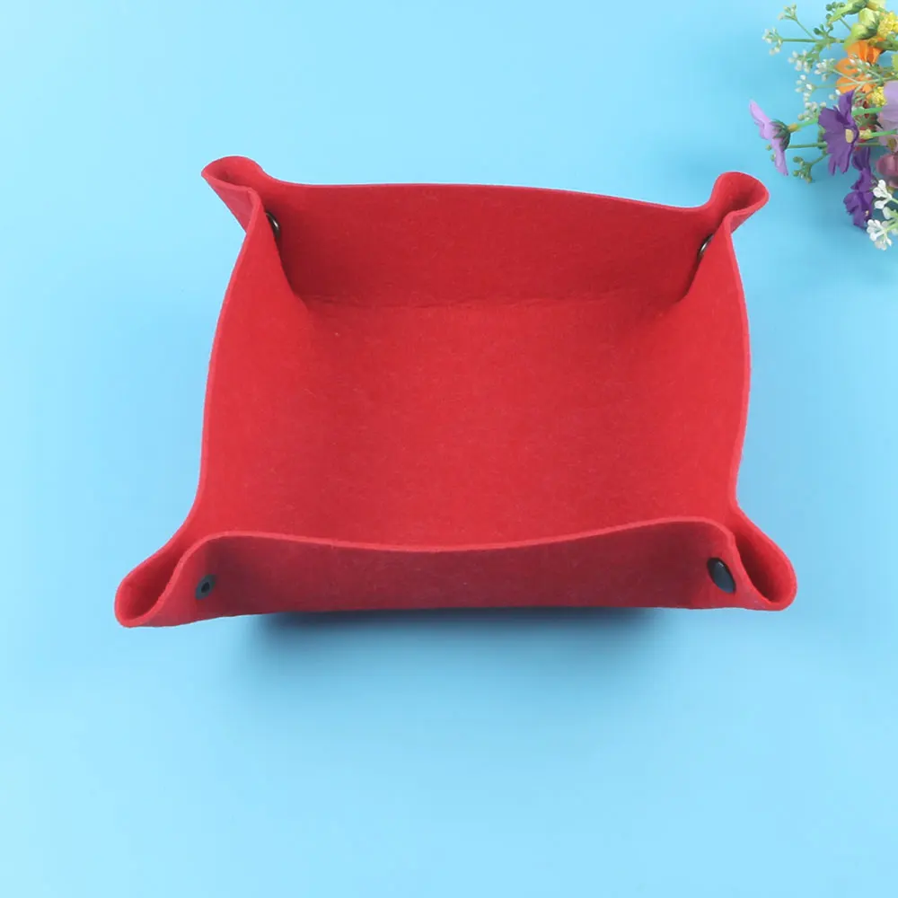 Складные войлочные лотки для хранения игральных костей, настольные игры, ключница, монета, кости, лоток, квадратная подставка, коробка для хранения, Navidad Kerst, декор - Цвет: red