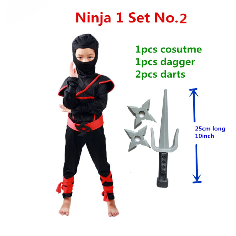 Kids Cosplay Costume Carnival Costume Kids Black Ninja Cosplay Assassin Warrior Dagger Dart Halloween Child Clothing Dress