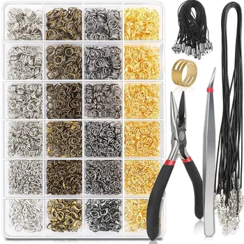 

3963Pcs/Set Jump Rings Lobster Clasps Jewelry Pliers Waxed Necklace Cord Kit for Jewelry Making and Necklace Repair