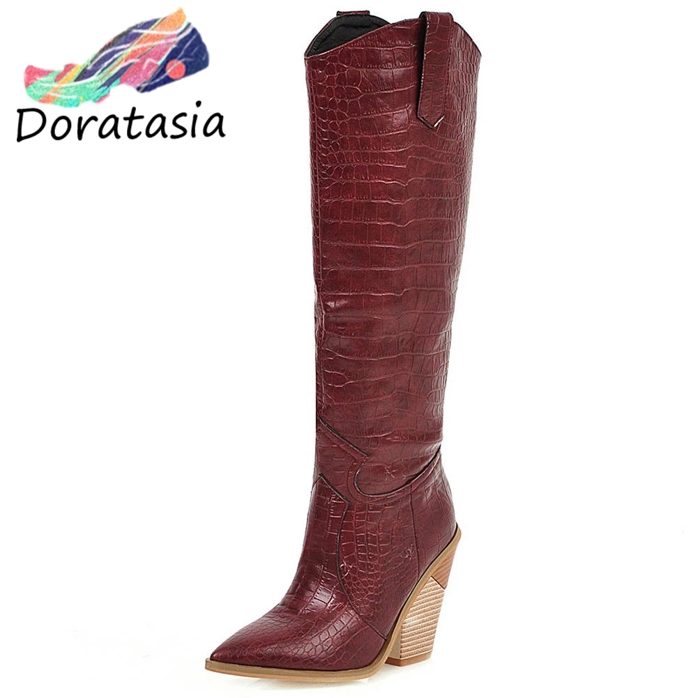 

DORATASIA Ins Hot Girl Pointed Toe Slip On Boots Wedges Boots Women 2020 Fashion Casual Office Shoes Woman