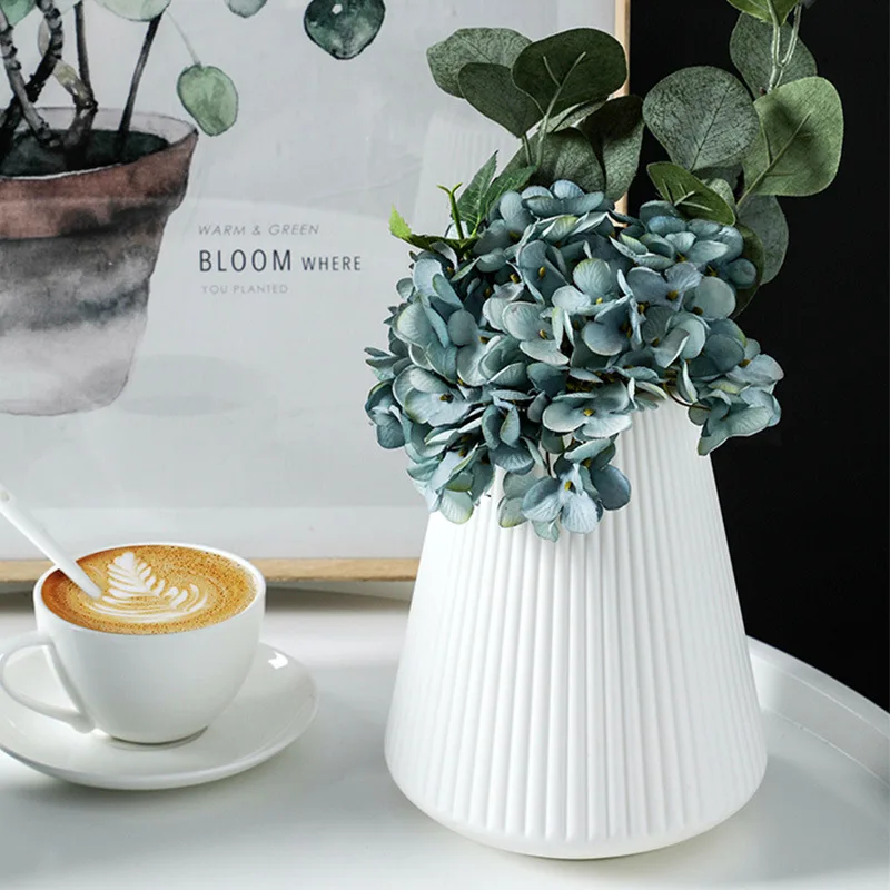 

Nordic Mediterranean European Style Morandi Solid Plastic Shatterproof Flower Plant Pot Vase Study Room Home Wedding Decoration