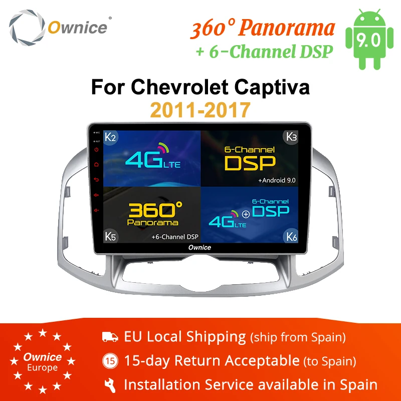 Автомагнитола Ownice 8 ядер Android 9 0 DVD стерео для Chevrolet Captiva 2011 2017 GPS Navi мультимедиа DSP 4G
