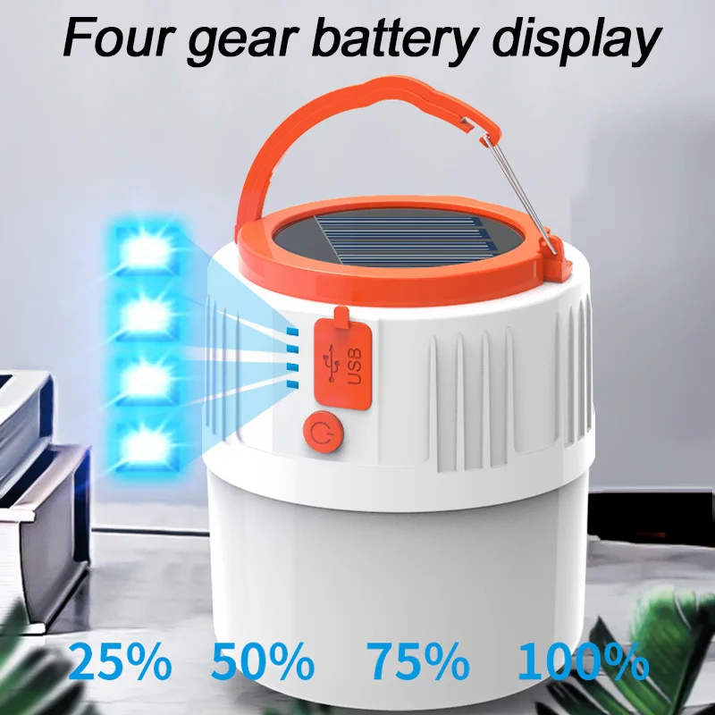 

5Modes Solar lamp Solar LED Bulbs Light Portable USB Rechargeable Night Light for Outdoor Camping Tent Emergency Light Flashling