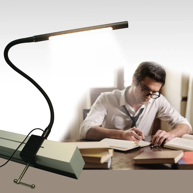 Usb Led Настольная лампа с зажимом, Гибкая Настольная лампа для прикроватной тумбочки, чтения книг, учебы, работы в офисе, ночной Светильник