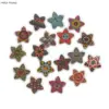 50pcs Flower Printing Retro Series Star Wood Button Handwork Sewing Scrapbook Clothing Crafts Accessories Gift Card 20-25mm 2