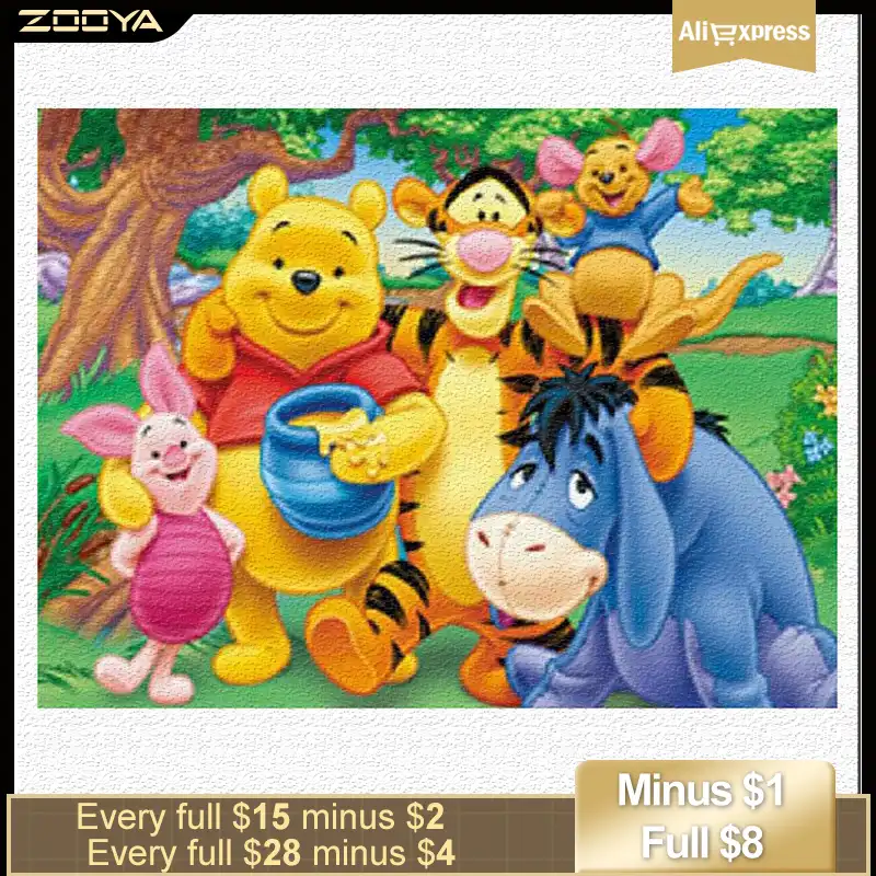5d Diamond Painting Winnie Mosaic Full Square Winnie The Pooh Decor Rhinestone Diamond Embroidery Cross Stitch Decor For Home Diamond Painting Cross Stitch Aliexpress