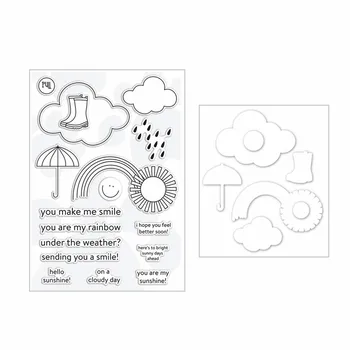

2020 New Metal Cutting Dies and Clear Stamps Scrapbooking For Paper Making Sunshine Umbrella Rainbow Stampin Up Card Craft Set