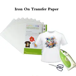 (100 шт./лот) гладить на струйная печать теплообмена Бумага для футболки A4 чернил бумага для переноса изображения на ткань перенос документов