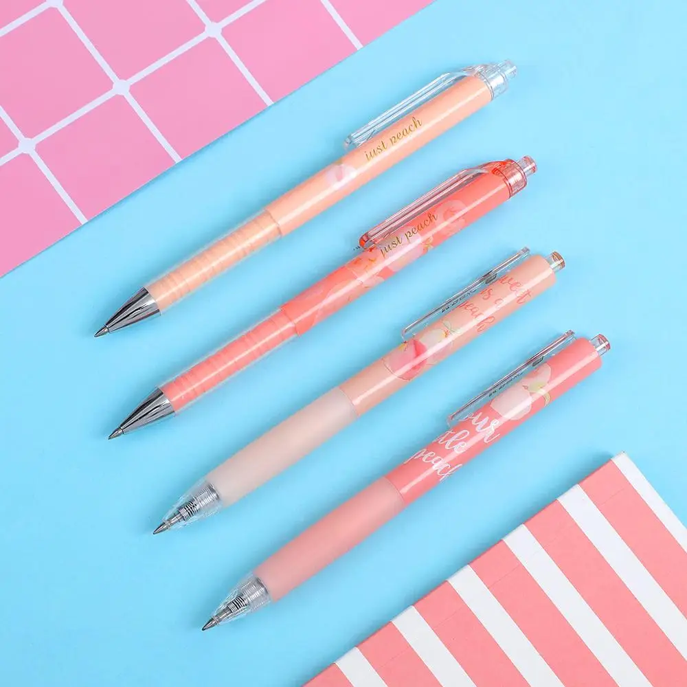 

1pc random kawaii Gel pens 0.5mm black ink soft pen grasp sweet peach style click type neutral pen for student writing