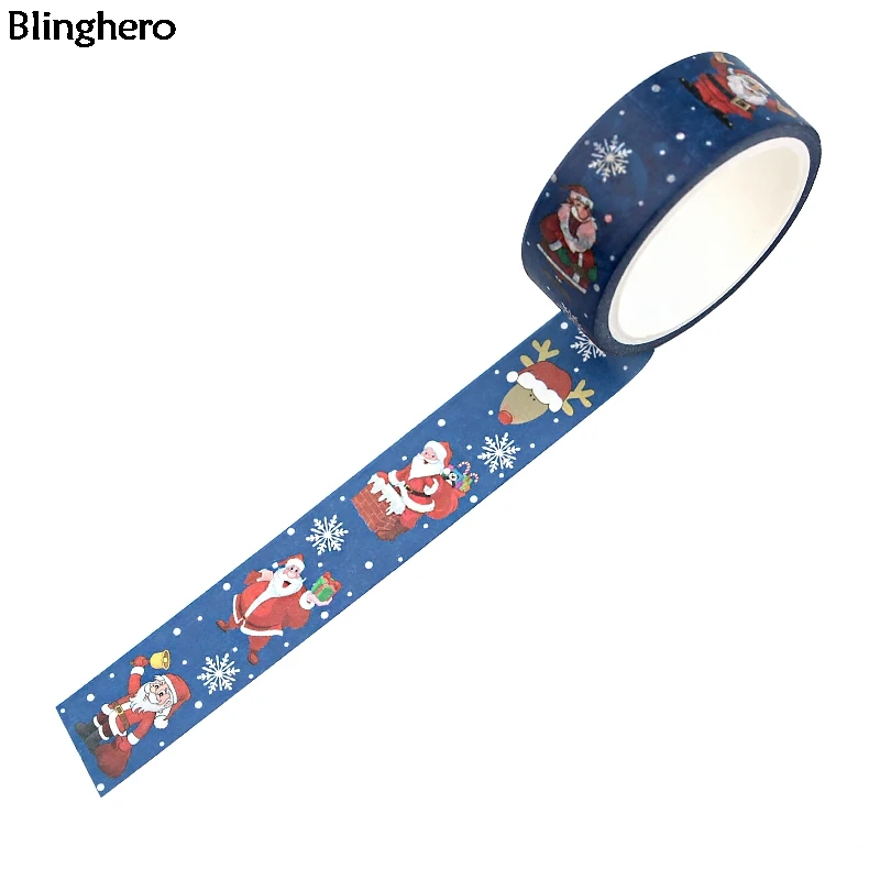 10 шт./компл. Blinghero Рождество 15 мм х 5 м лента Washi мультфильм Санта Клаус малярный скотч Прохладный олень клейкая лента для подарков для Семья BH0401