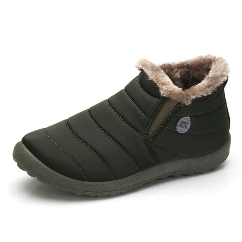 Мужская зимняя обувь; зимние кроссовки; водонепроницаемые зимние ботинки; Теплая обувь на меху; zapatillas hombre; повседневная обувь; мужская обувь - Цвет: Армейский зеленый