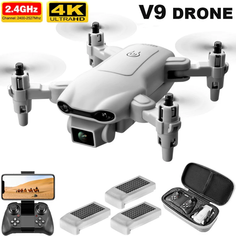 Dron plegable V9 4K profesional, cámara gran angular HD, 1080P, WiFi, FPV, Quadcopter, cámara Dual, altura fija, helicóptero RC, juguetes para chico