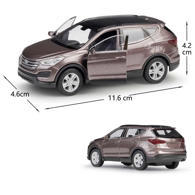 WELLY 1:36 Scale Pull Back Classic Simulation Model Car Hyundai Santafe Diecast Vehicle Alloy Car Metal Toy Car Gift Collection