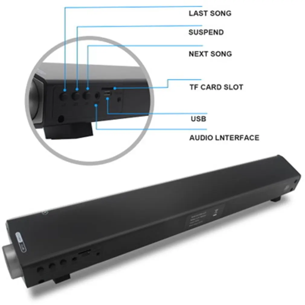 USB Chargeable Bluetooth Soundbar Subwoofer Stereo Speaker for Computer Desktop Laptop PC High Sound Performance