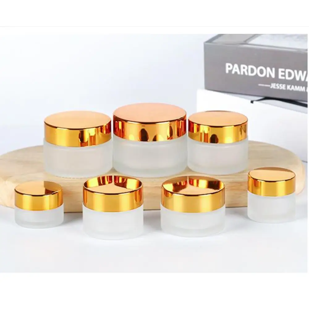 Frosted Glass Refillable Ointment Bottles Empty Cosmetic Jar Pot Eye Shadow Face Cream Container 5/10/15/20/30/50/100g-1