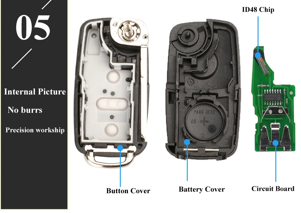 Jingyuqin 3 кнопки дистанционного ключа подходит для VW Caddy Eos Golf Jetta Beetle Polo Up Tiguan Touran 5K0837202AD 5K0 837 202 AD