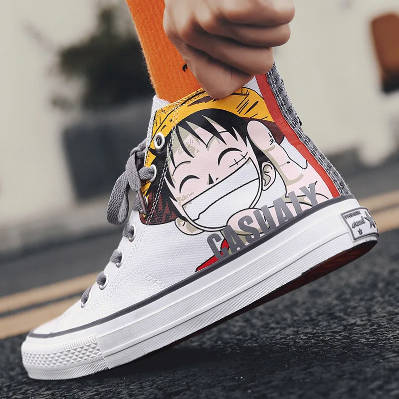 

Online Celebrity-One Piece Luffy Shoes Hight-top Canvas Shoes Students MEN'S SHOES Youth Sports Casual Trendy Shoes 2019 New
