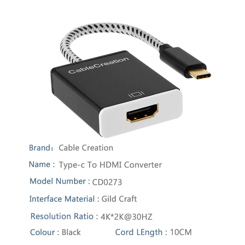 Кабель USB C к HDMI 4K адаптер, usb type C к hdmi-кабель, адаптер, совместимый с MacBook Pro