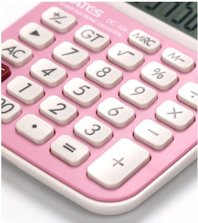 10 цифр Настольный калькулятор большие кнопки финансовых Бизнес Бухгалтерия инструмент розовые, зеленые, черные, синие, большими кнопками портативный с вытяжным шнуром