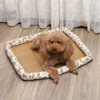 

Pet Dog Cat Mat Cooling Rattan Mat Dog Bed Summer Kennel Pet Sofa Waterproof Pet Supplies