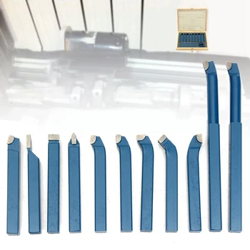 

11Pcs Lathe Cutting Tool Set Carbide Tip External Turning Boring Bit 10Mm