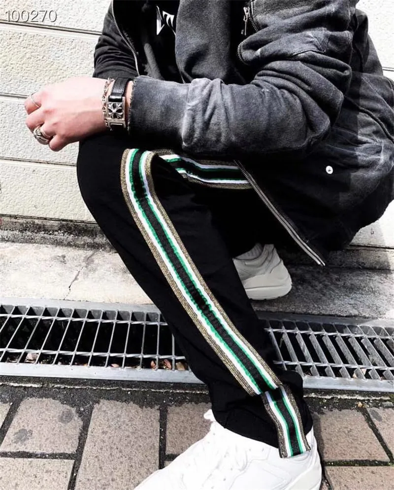 Лучшая версия Rhude боковые золотистые полосатые женские мужские штаны для бега мужские повседневные спортивные штаны для бега Rhude