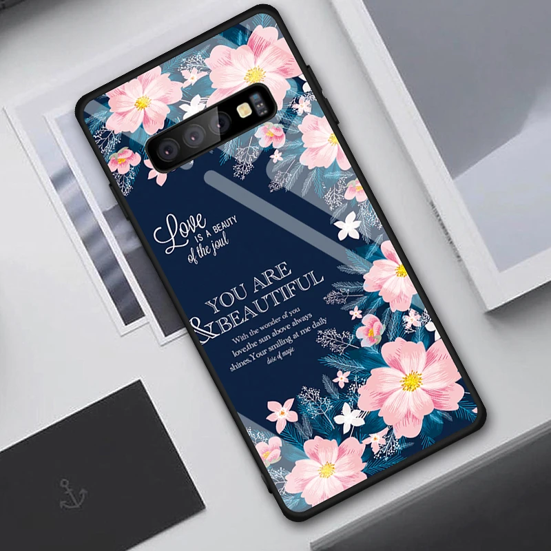 Чехол из закаленного стекла для samsung Galaxy Note 10 S10 S9 S8 Plus S10e A7 Note 9 8 10 Pro ударопрочный чехол с градиентом звездного пространства - Цвет: 13