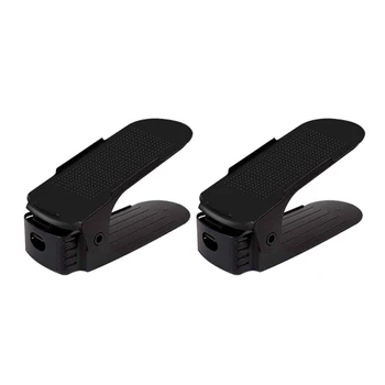 

2Pcs Adjustable Shoe Organizer Modern Double Shoe Rack Storage Space Saver Shoes Organizers Stand Shelf for Living Room