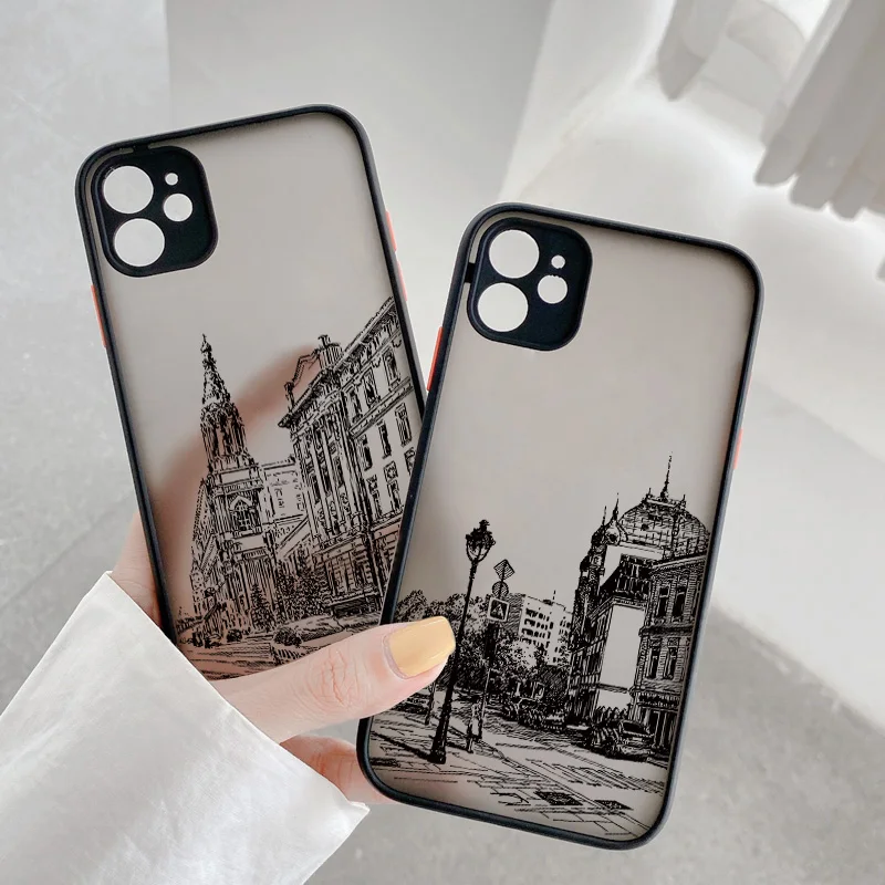 Architectural Black Lines Artistic Phone Case - Stylish Back Building Cover